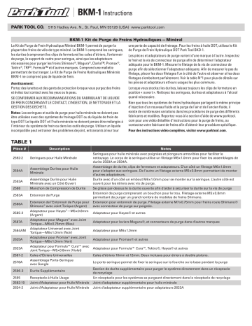 Park Tool BKM-1 Manuel utilisateur | Fixfr