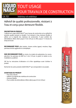 Liquid Nails LN-701 Interior Projects Construction Adhesive Manuel utilisateur