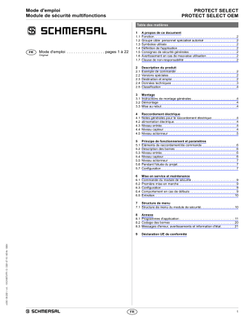 PROTECT-SELECT-CC | schmersal PROTECT-SELECT-SK Multi-functional safety module Mode d'emploi | Fixfr