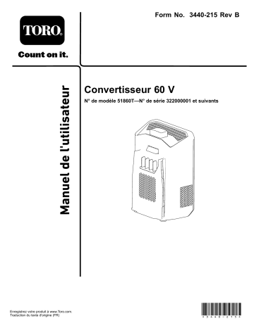 Toro 60V Inverter Misc Manuel utilisateur | Fixfr