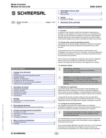 schmersal SSW303HV-2S Standstill monitor Mode d'emploi | Fixfr
