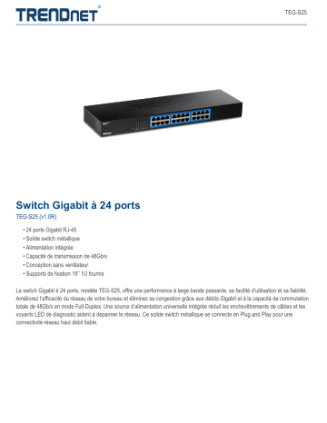 Trendnet TEG-S25 24-Port Gigabit Switch Fiche technique | Fixfr