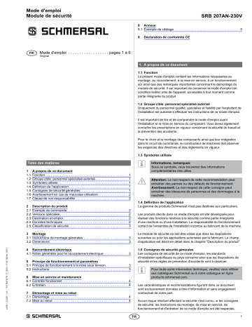 schmersal SRB207AN 230VAC Safety relay module Mode d'emploi | Fixfr