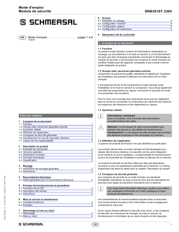 schmersal SRB301ST 230V Safety relay module Mode d'emploi | Fixfr