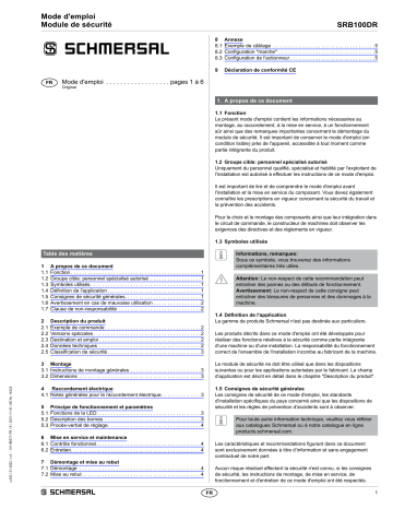 schmersal SRB100DR Safety relay module Mode d'emploi | Fixfr