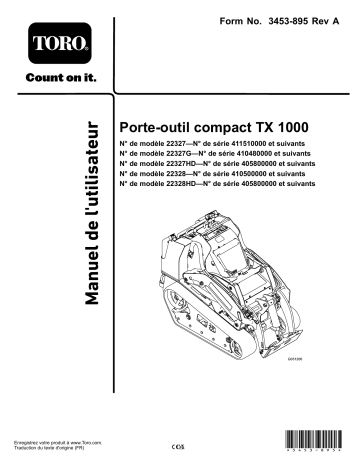 TX 1000 Wide Track Compact Tool Carrier | Toro TX 1000 Compact Tool Carrier Compact Utility Loader Manuel utilisateur | Fixfr