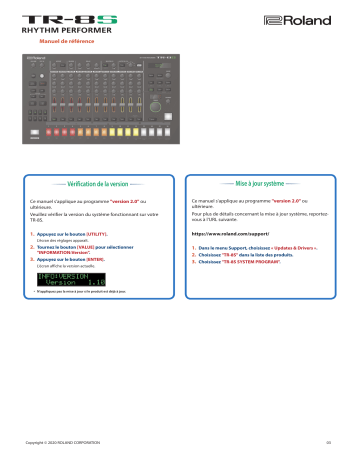 Roland TR-8S Rhythm Performer Manuel du propriétaire | Fixfr