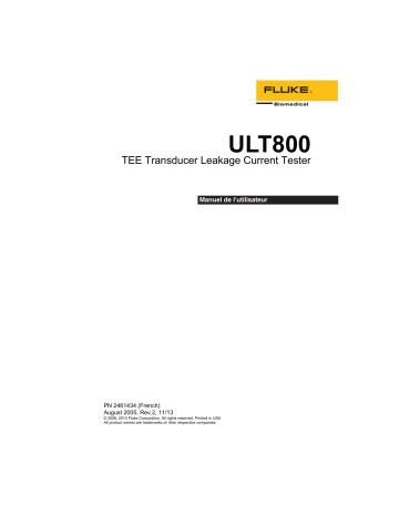 Fluke ULT800 Manuel utilisateur | Fixfr