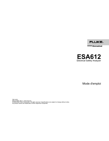 Fluke ESA612 Manuel utilisateur | Fixfr