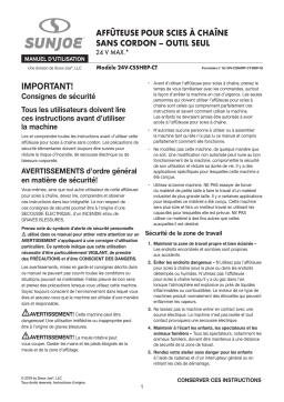 Sun Joe 24V-CSSHRP-CT 24-Volt iON+ Cordless Mountable Chain Saw Sharpener Manuel du propriétaire