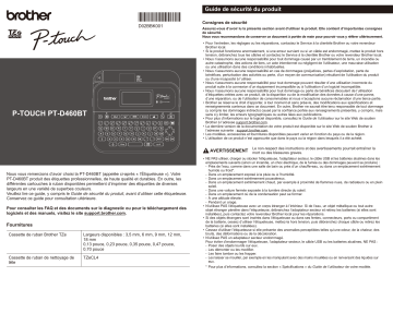 Brother PT-D460BT P-touch Guide d'installation rapide | Fixfr