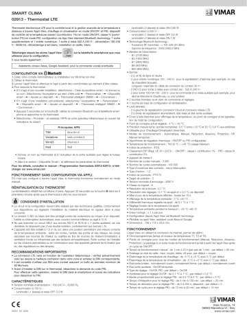 Vimar 02913 Surface LTE thermostat white Une information important | Fixfr