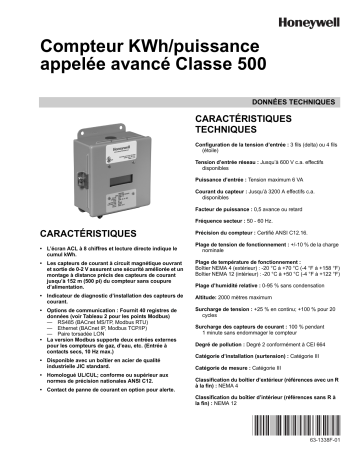 Submeter | Class 500 | E-Mon SUB500 spécification | Fixfr