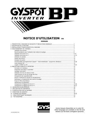 GYS GYSPOT INVERTER BP. LX Manuel du propriétaire | Fixfr