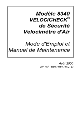 tsi 8340 VelociCheck Air Velocity Meter Manuel du propriétaire