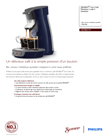 SENSEO® HD7821/71 SENSEO® Viva Café Machine à café à dosettes Manuel utilisateur | Fixfr