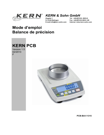 PCB 800-2 | PCB 1600-2 | PCB 2000-1-C | PCB 10K0.05 | PCB 160-3 | PCB 60-3 | PCB 600-2 | PCB 4000-0 | PCB 4000-1 | PCB 400-1 | PCB 400-2 | PCB 8000-1 | PCB 40-3 | PCB 250-3-C | PCB 2500-2-C | KERN PCB 6000-0-C Mode d'emploi | Fixfr
