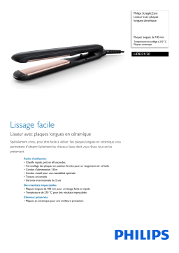 Philips HP8321/20 StraightCare Lisseur avec plaques longues céramique Manuel utilisateur