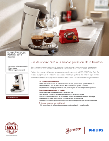 SENSEO® HD7825/05 SENSEO® Viva Café Machine à café à dosettes Manuel utilisateur | Fixfr