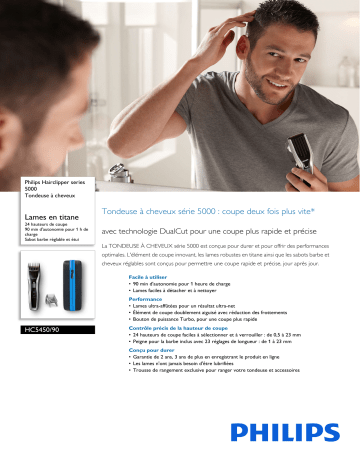 Philips HC5450/90 Hairclipper series 5000 Tondeuse à cheveux Manuel utilisateur | Fixfr