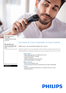 Philips QT4015/15 Beardtrimmer series 3000 Tondeuse barbe et barbe de 3 jours Manuel utilisateur