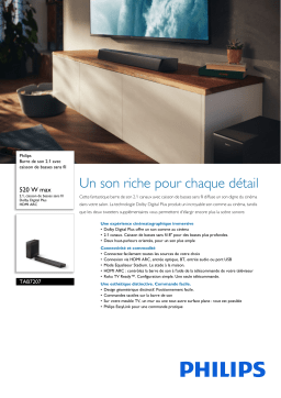 Philips TAB7207/10 Barre de son 2.1 avec caisson de basses sans fil Manuel utilisateur