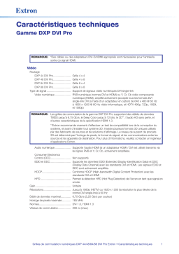 Extron DXP DVI Pro Series spécification