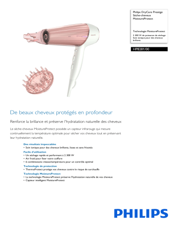 Philips HP8281/00 DryCare Prestige Sèche-cheveux MoistureProtect Manuel utilisateur | Fixfr