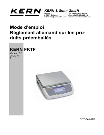 FKTF 3K0.5LM | FKTF 60K10LM | FKTF 12K2LM | FKTF 30K5LM | KERN FKTF 6K1LM Mode d'emploi | Fixfr