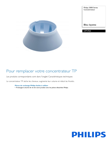 Philips CP1703/01 3000 Series Concentrateur Manuel utilisateur | Fixfr