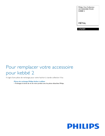 Philips CP6989/01 Viva Collection ACCESSOIRE POUR KEBBÉ 2 Manuel utilisateur | Fixfr