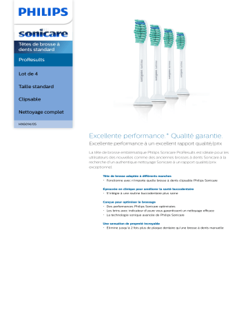 Sonicare HX6014/05 Sonicare ProResults Têtes de brosse à dents standard Manuel utilisateur | Fixfr