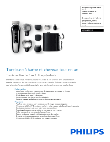 Philips QG3371/16 Multigroom series 5000 Tondeuse barbe et cheveux 8 en 1 Manuel utilisateur | Fixfr