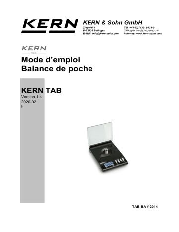 KERN TAB 20-3 Mode d'emploi | Fixfr