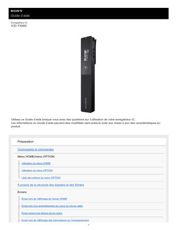 Sony ICD TX660 Mode d'emploi | Fixfr