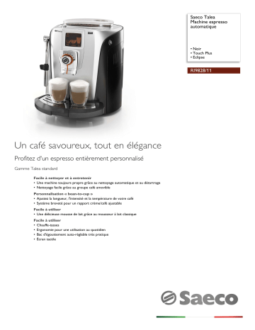 Saeco RI9828/11 Saeco Talea Machine espresso automatique Manuel utilisateur | Fixfr