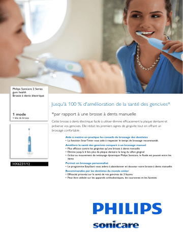 Sonicare HX6231/12 Sonicare 2 Series gum health Brosse à dents électrique Manuel utilisateur | Fixfr