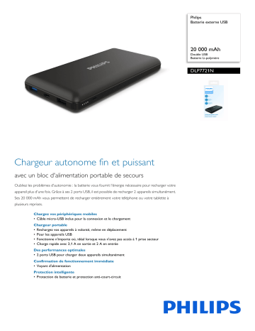 Philips DLP7721N/00 Batterie externe USB Manuel utilisateur | Fixfr