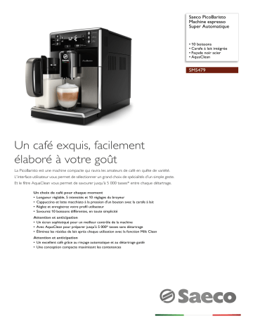 Saeco SM5479/10R1 Saeco PicoBaristo Machine espresso Super Automatique Manuel utilisateur | Fixfr