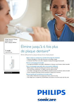 Sonicare HX6222/26 Sonicare 2 Series plaque control Série 2 plaque defense Manuel utilisateur