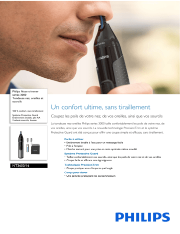 Philips NT3650/16 Nose trimmer series 3000 Tondeuse nez, oreilles et sourcils Manuel utilisateur | Fixfr