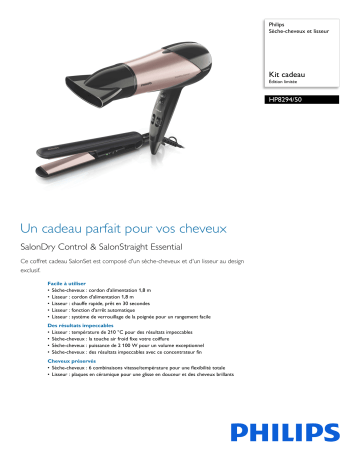 Philips HP8294/50 Sèche-cheveux et lisseur Manuel utilisateur | Fixfr