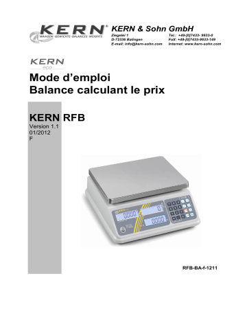 RFB 6K2IPM | RFB 15K5IPM | KERN RFB 3K1IPM Mode d'emploi | Fixfr