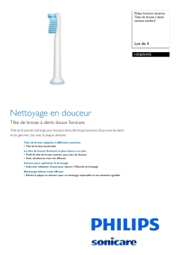 Sonicare HX6054/05 Sonicare Sensitive Têtes de brosse à dents sonique standard Manuel utilisateur