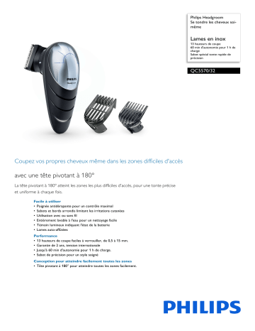 Philips QC5570/32 Headgroom Se tondre les cheveux soi-même Manuel utilisateur | Fixfr