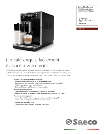 Saeco SM5460/10R1 Saeco PicoBaristo Machine espresso Super Automatique Manuel utilisateur | Fixfr