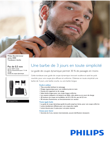 Philips BT3237/14 Beardtrimmer series 3000 Tondeuse à barbe Manuel utilisateur | Fixfr