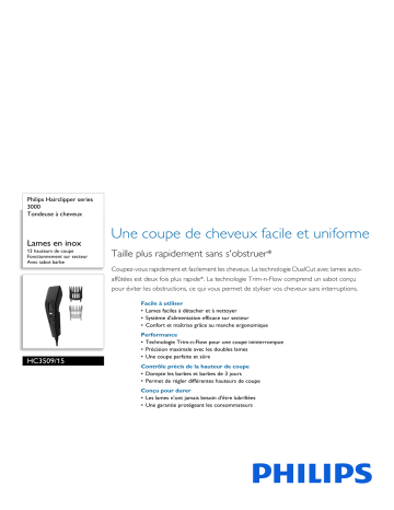 Philips HC3509/15 Hairclipper series 3000 Tondeuse à cheveux Manuel utilisateur | Fixfr