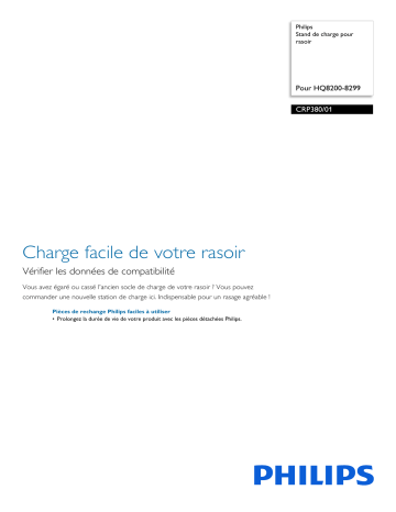 Philips CRP380/01 Stand de charge pour rasoir Manuel utilisateur | Fixfr