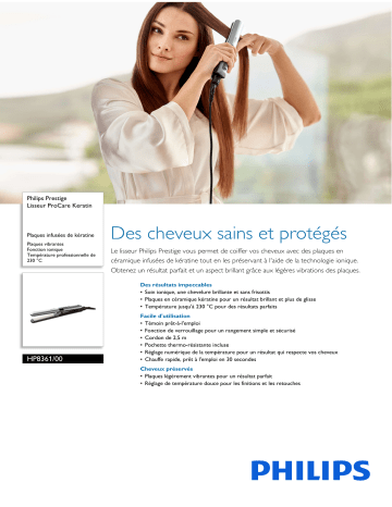 Philips HP8361/00 Prestige Lisseur ProCare Keratin Manuel utilisateur | Fixfr